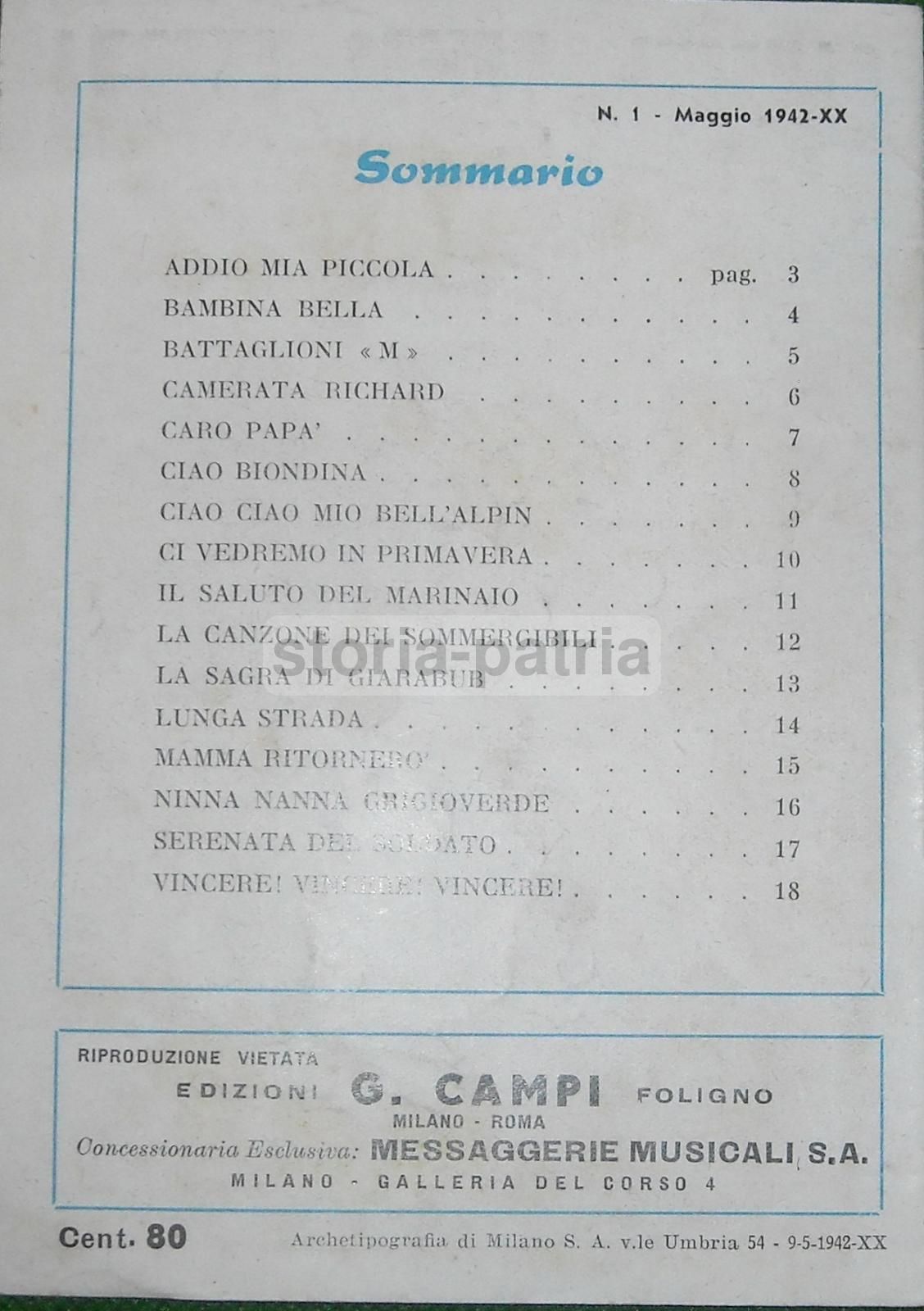 Canzoni Di Guerra 1942 Alpini Marineria Giarabub Auro d'Alba