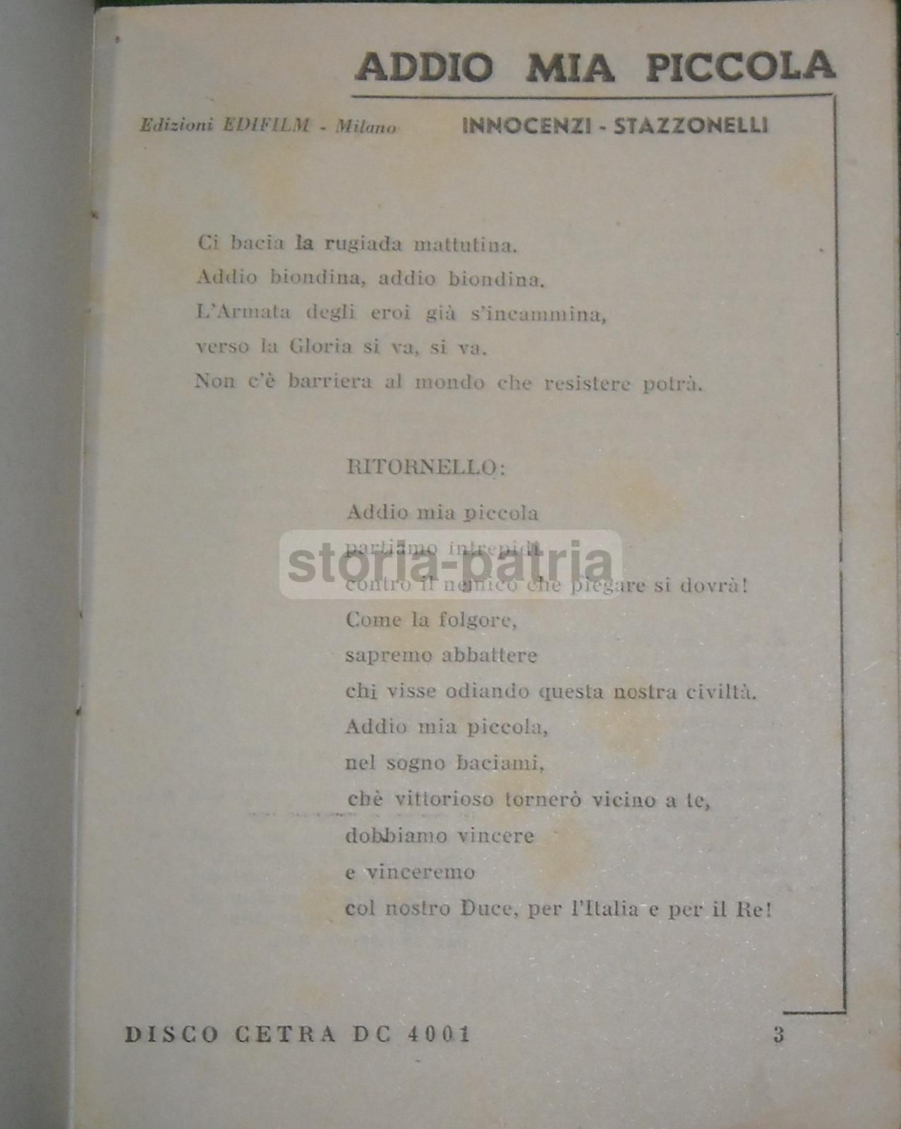 Canzoni Di Guerra 1942 Alpini Marineria Giarabub Auro d'Alba