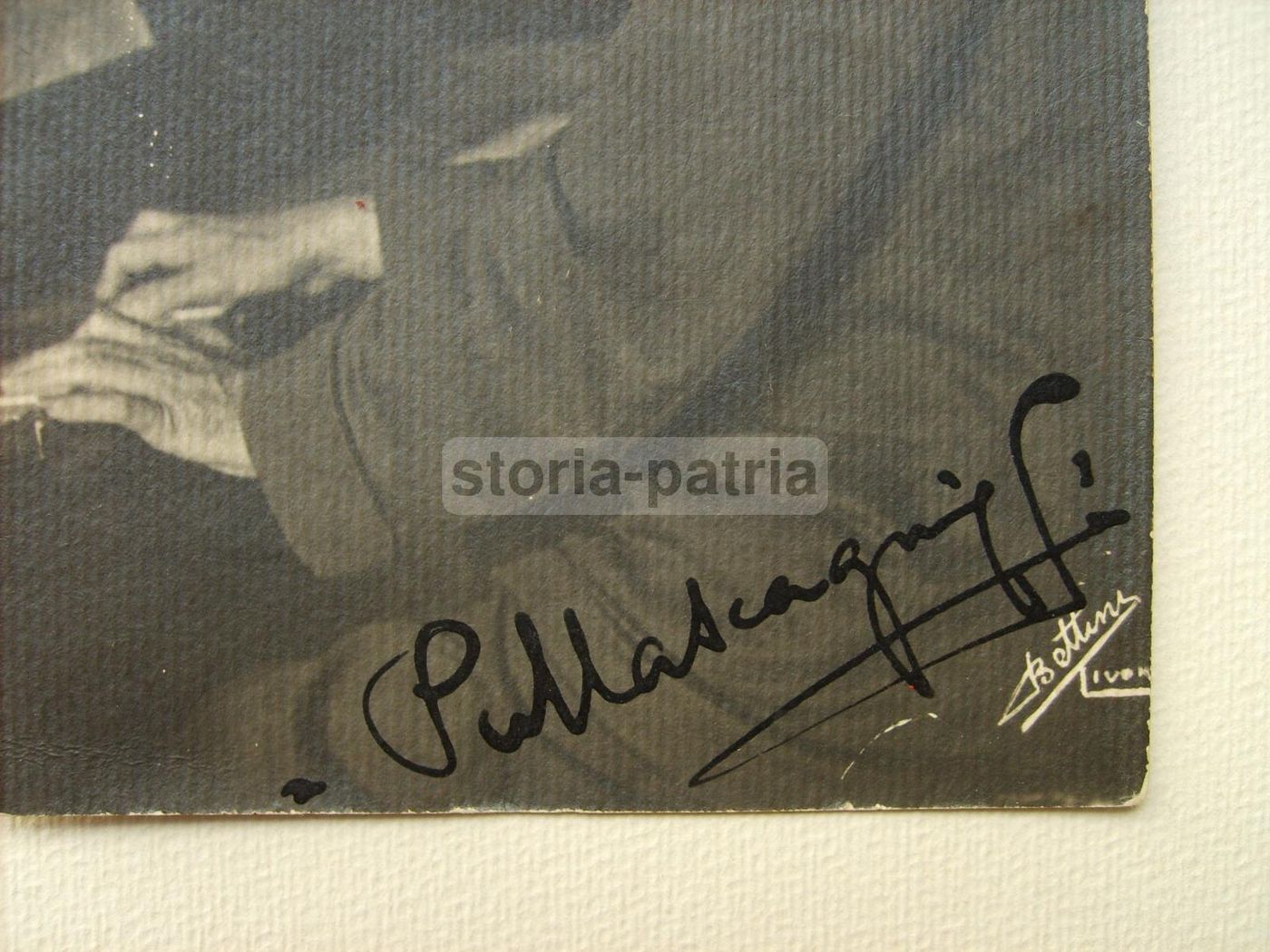 Foto Autografata Pietro Mascagni, Cartolina d'Epoca Del Fotografo Bettini