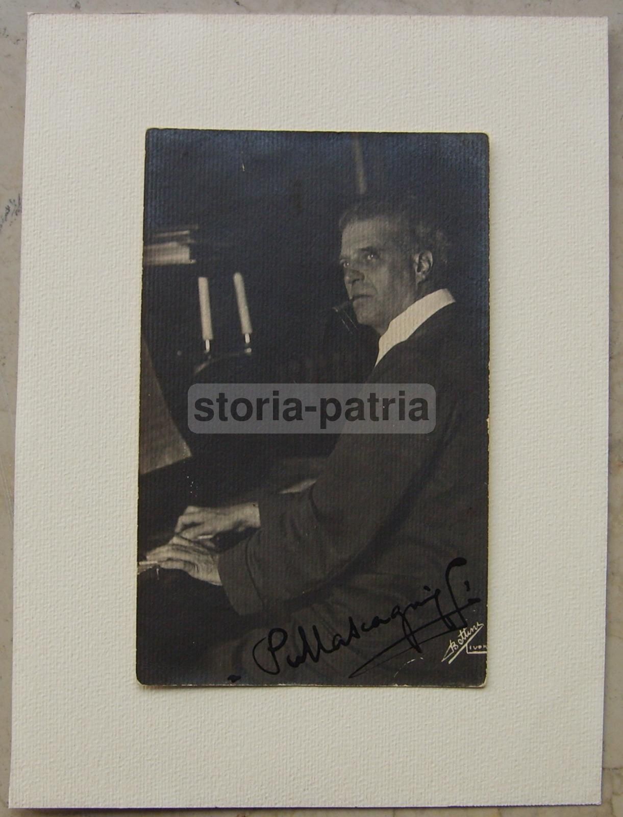 Foto Autografata Pietro Mascagni, Cartolina d'Epoca Del Fotografo Bettini