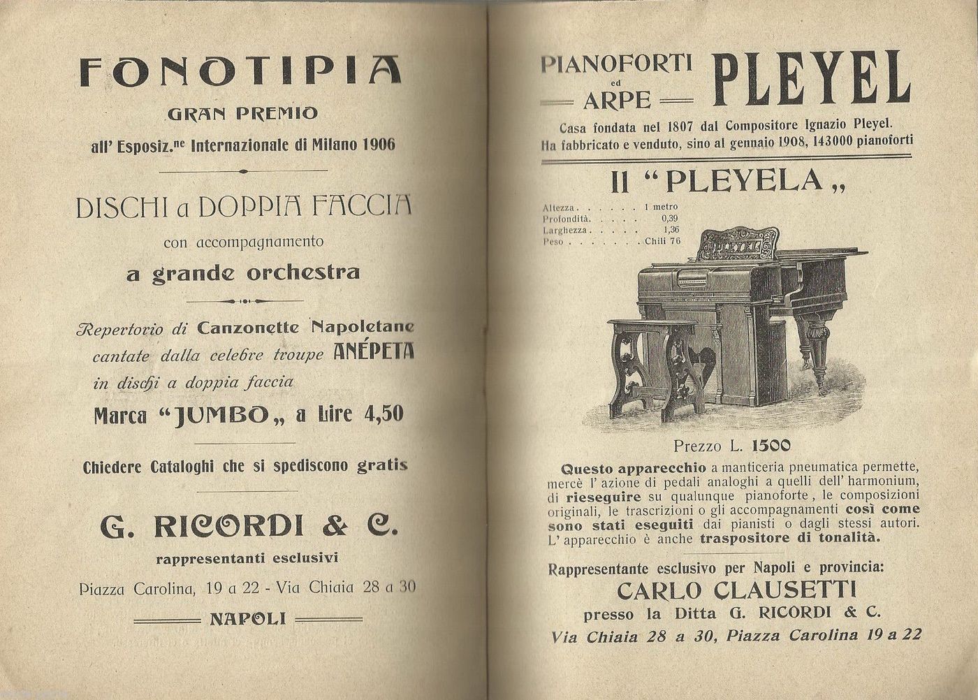 Programma Concerto Teatro San Carlo Napoli 1908 Diretto Martucci