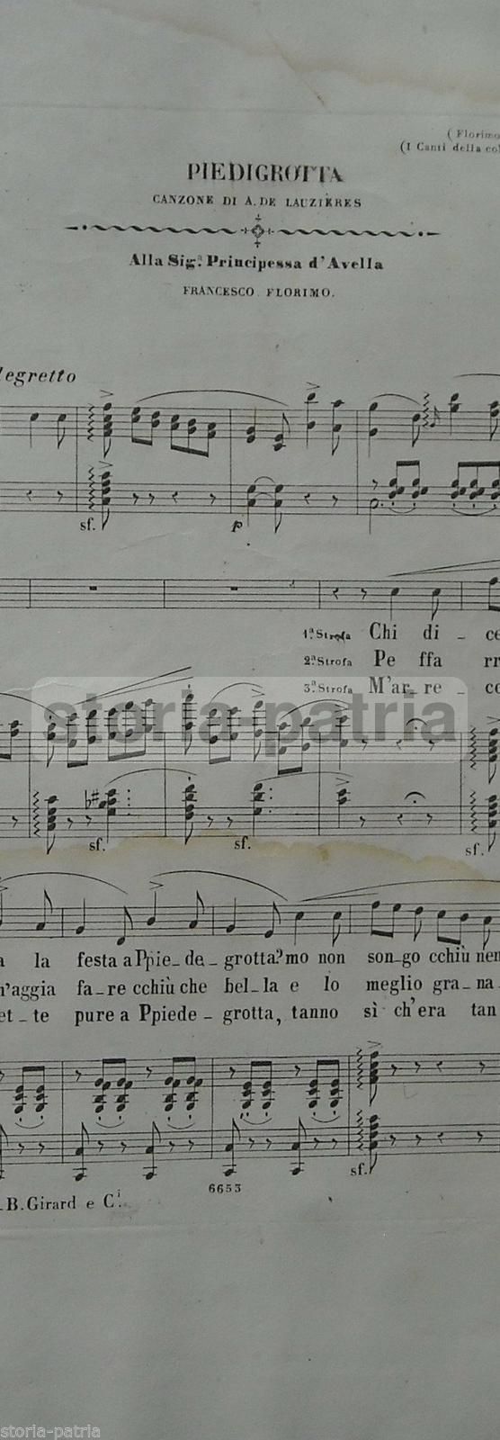 Spartito Antico Piedigrotta: Principessa d'Avella, Florimo, Girard