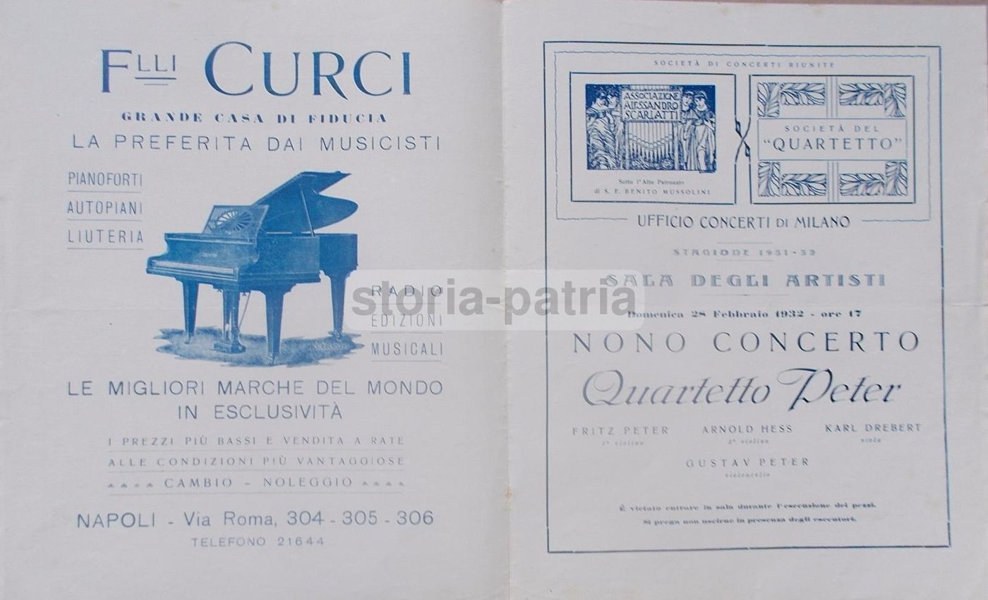 Volantino Curci Napoli 1932 Quartetto Peter Violino Flesch
