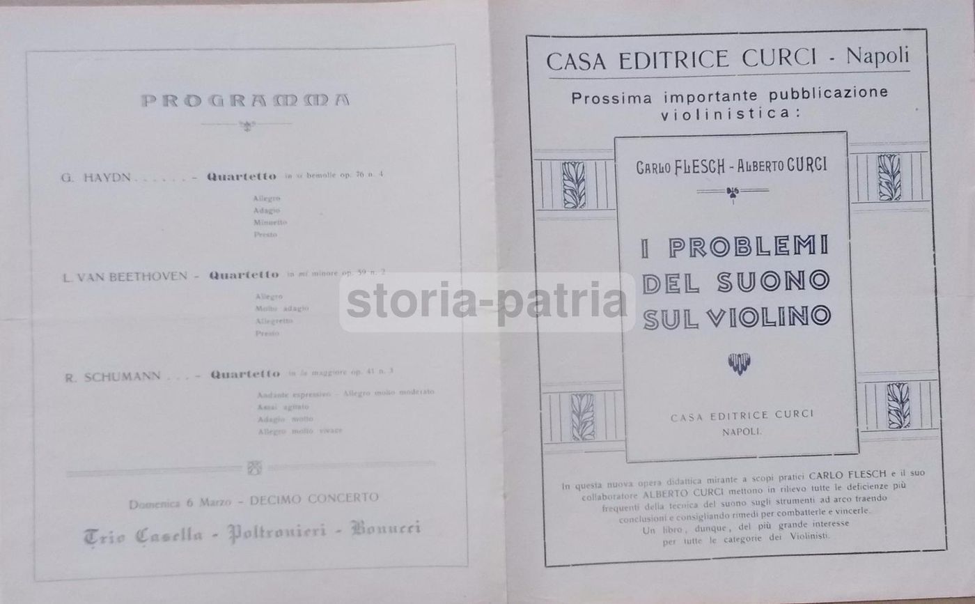 Volantino Curci Napoli 1932 Quartetto Peter Violino Flesch