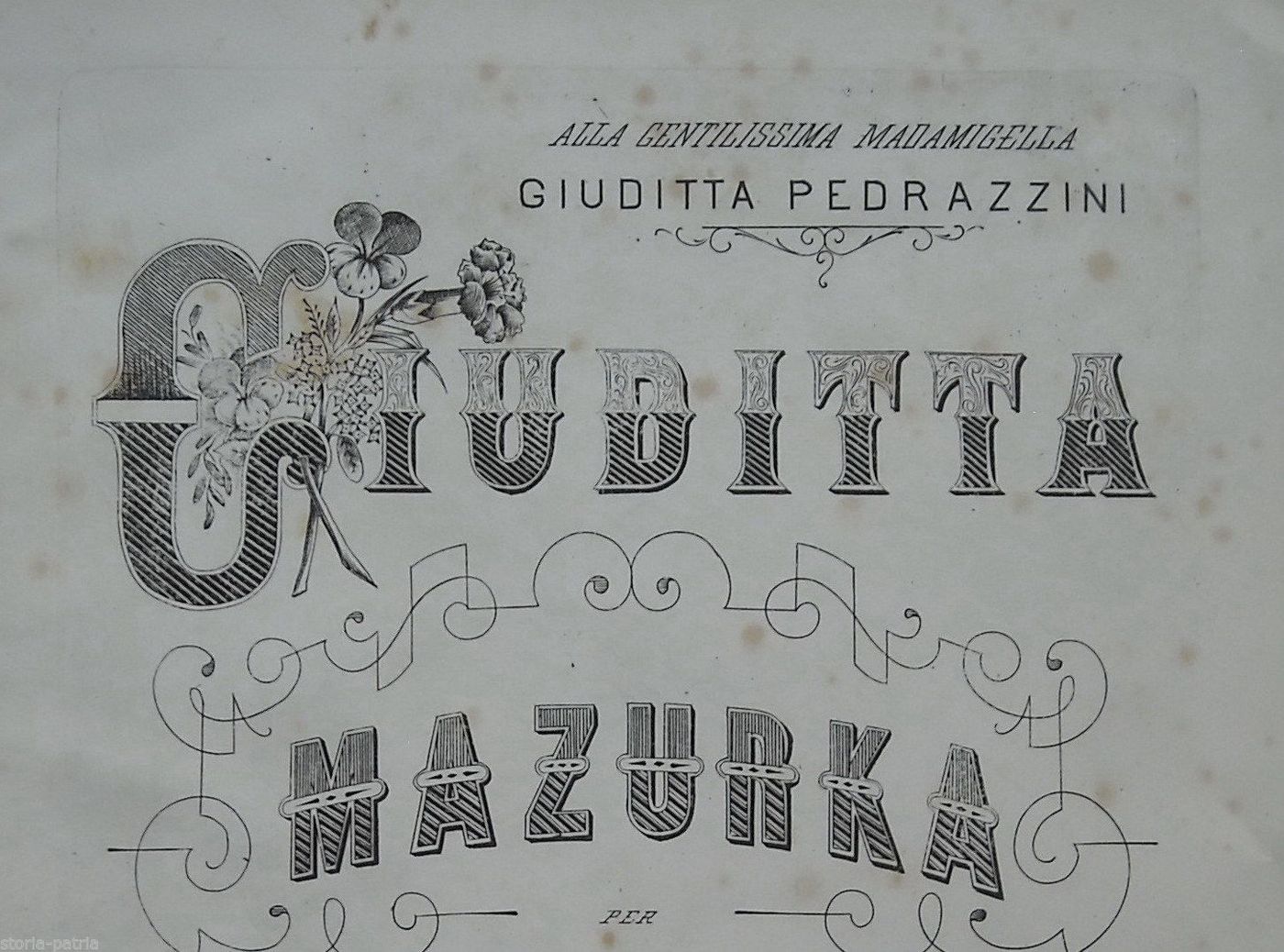 Giuditta Mazurka Per Pianoforte, V. Marazza, Milano, De Giorgi, Metà XIX Secolo
