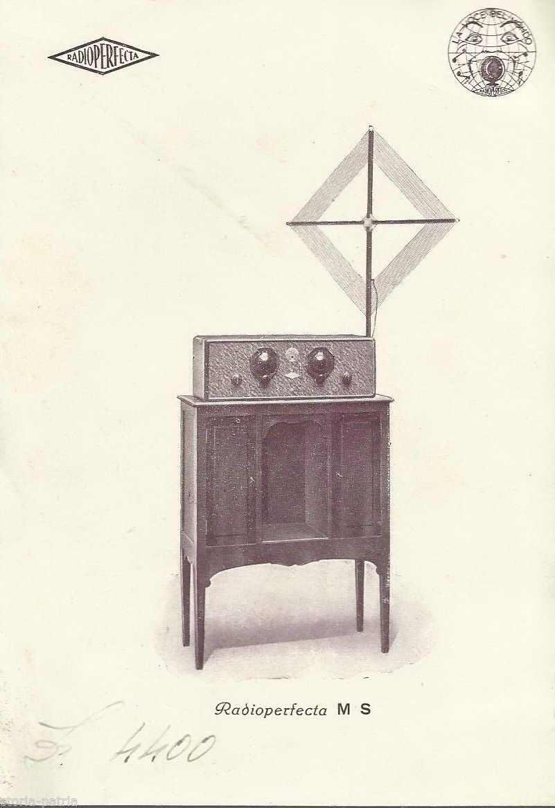 Stampa Pubblicitaria Radioperfecta M S, Radio A Mobile E Antenna, Anni '20 '40