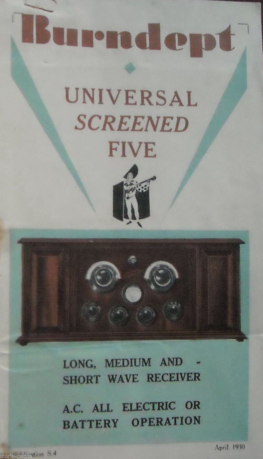 Depliant Pubblicitario Burndept Wireless Radio 1930