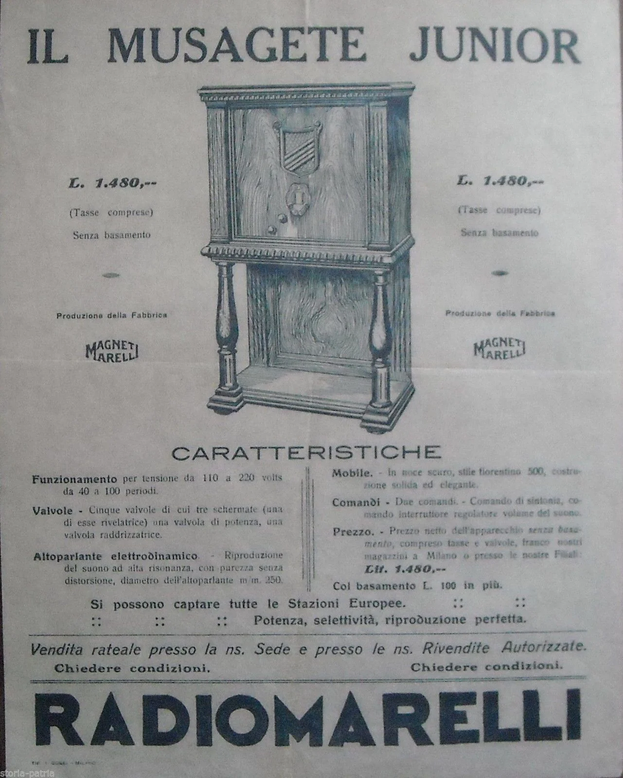 Radiomarelli Musagete Junior Advertising Print, 1930s