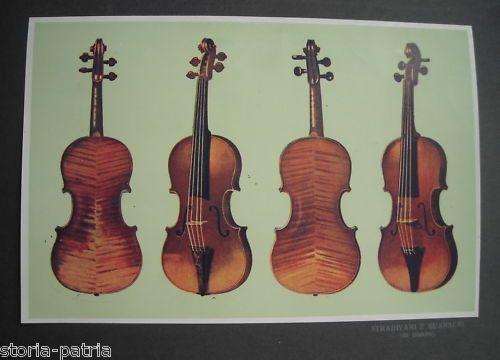 Stampa Antica Violini Stradivari E Guarneri, Anni '30 A Colori