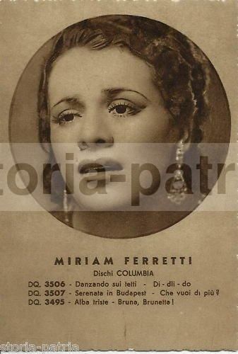 Cartolina Miriam Ferretti Dischi Columbia, 1941 Milano