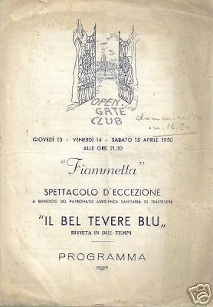 Rivista "Il Bel Tevere Blu", 1950 Roma, Trastevere: Programma Teatro