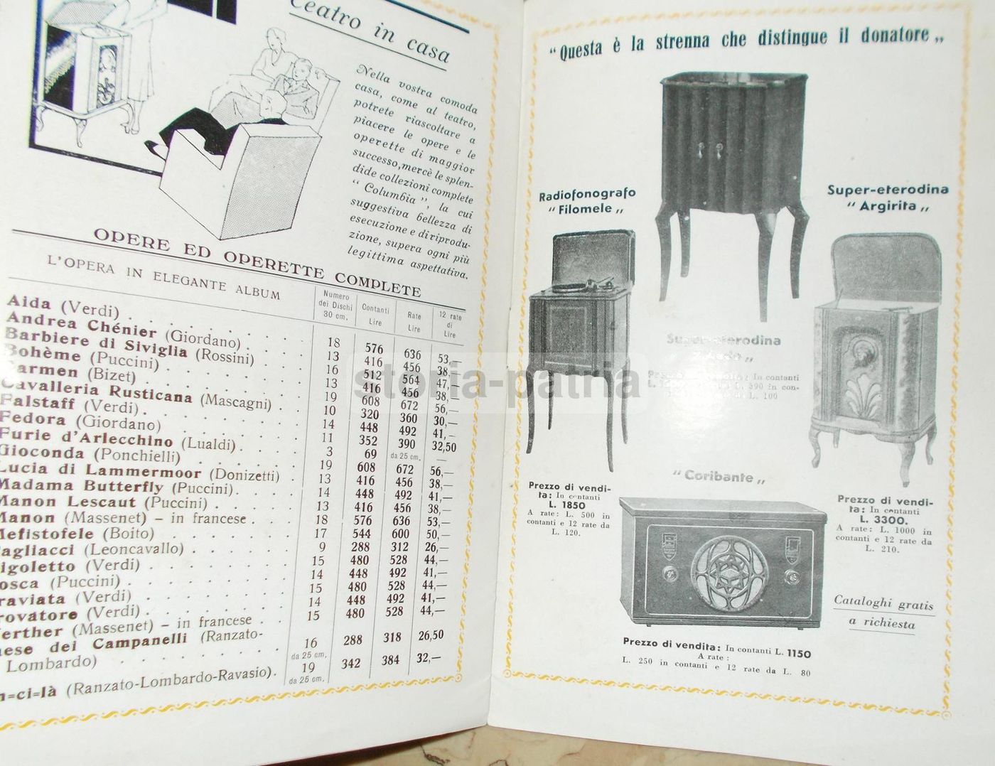 Catalogo A. Alati Roma 1932: Grammofoni, Radio E Musica