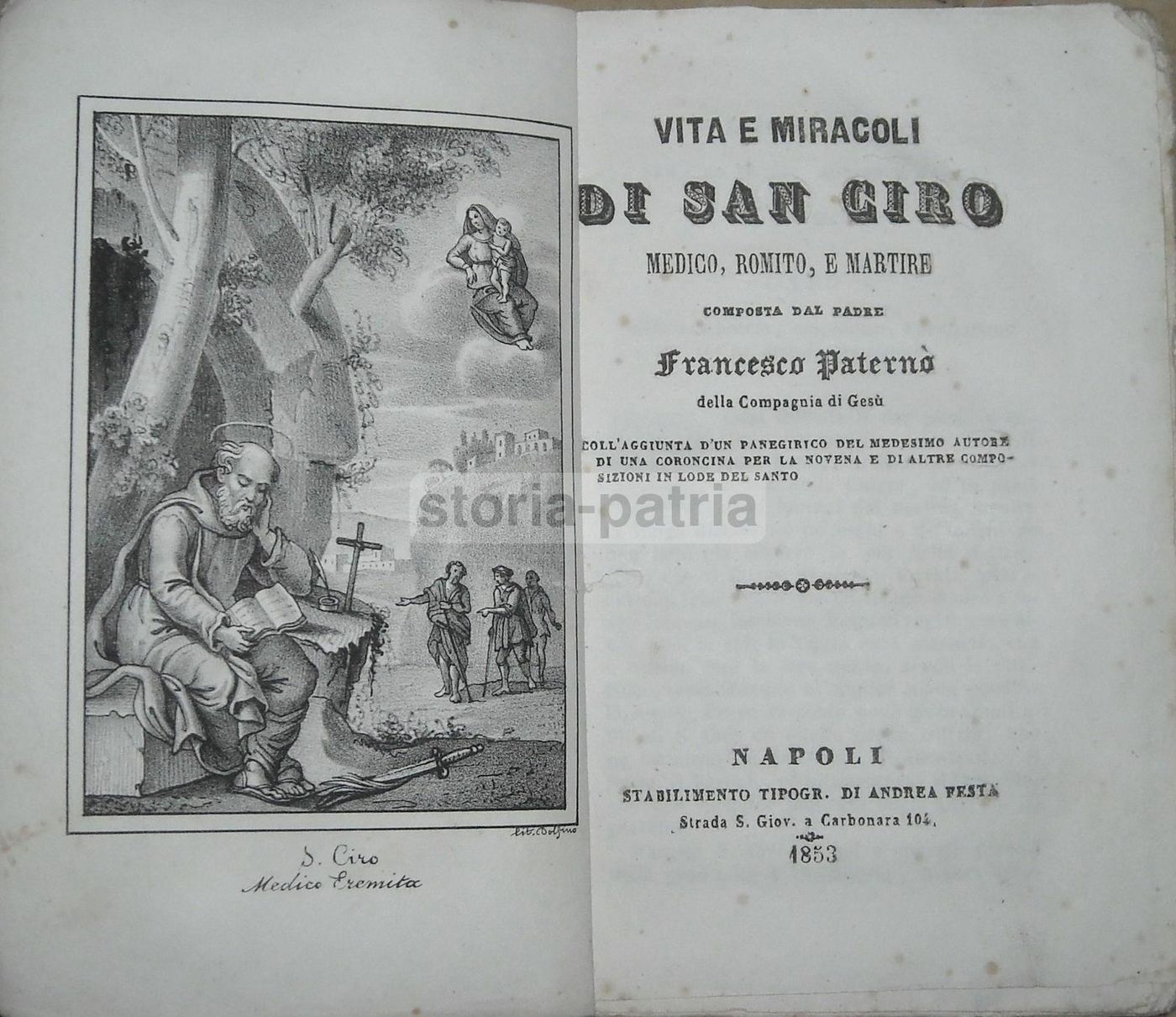 Vita E Miracoli Di San Ciro, Francesco Paternò, Napoli 1853