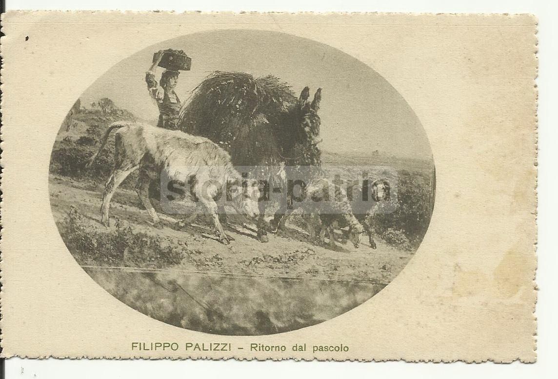 Cartolina Antica Filippo Palizzi: Ritorno Dal Pascolo (Abruzzo, Napoli)
