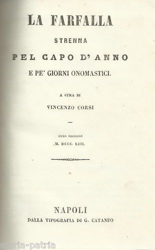 La Farfalla 1853: Strenna Letteraria (Napoli, Milli, Perifano, d'Aloe)