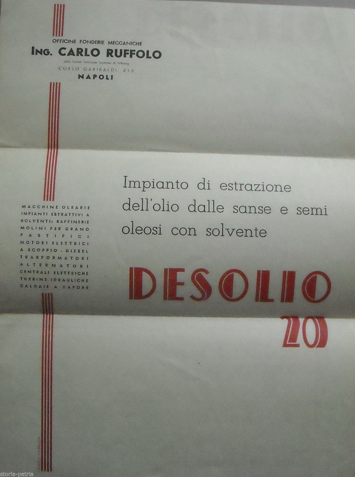 Depliant Officine Ruffolo Napoli 1948   Impianto Desolio Per Oleifici