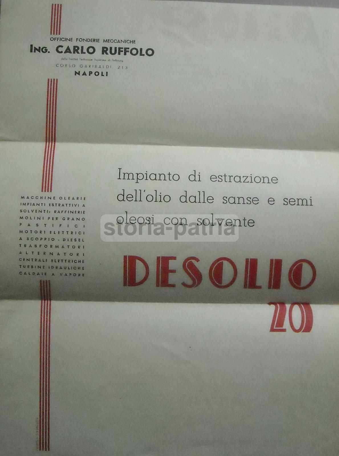 Depliant Officine Ruffolo Napoli 1948   Impianto Desolio Per Oleifici