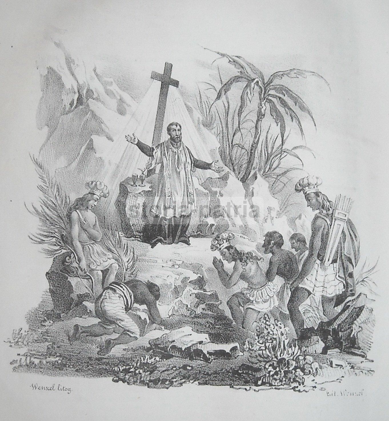 San Francesco Saverio: Litografia Di Wenzel, Napoli 1840 Circa