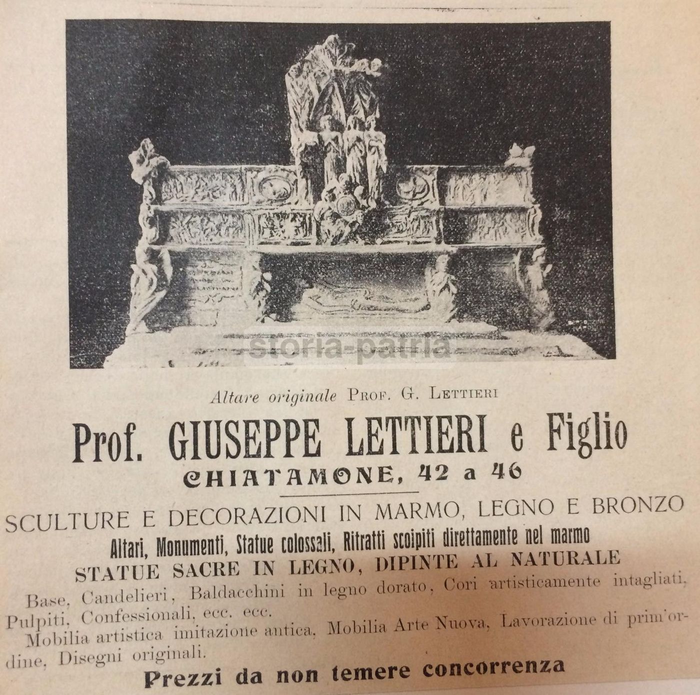 Stampa Pubblicitaria Prof. Giuseppe Lettieri E Figlio, Napoli 1912   Arte Sacra