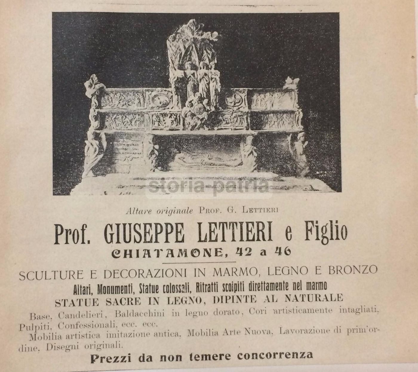 Stampa Pubblicitaria Prof. Giuseppe Lettieri E Figlio, Napoli 1912   Arte Sacra