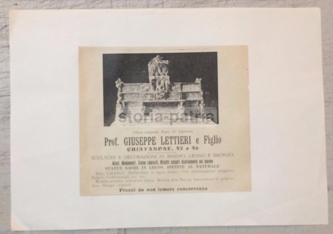 Stampa Pubblicitaria Prof. Giuseppe Lettieri E Figlio, Napoli 1912   Arte Sacra