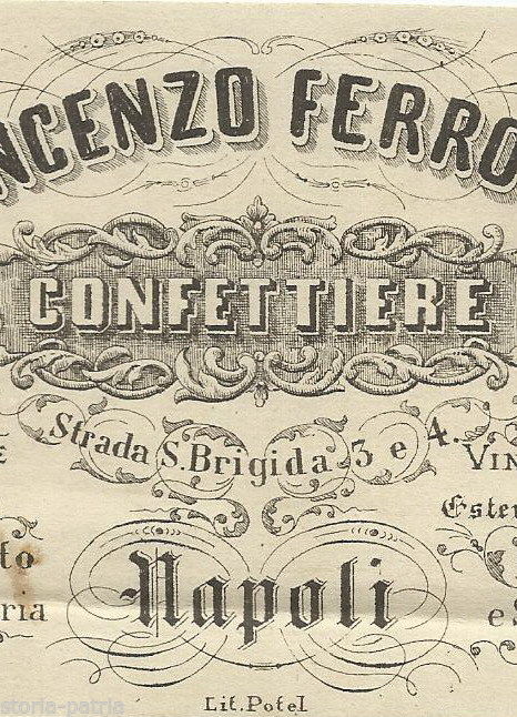 Biglietto Pubblicitario Vincenzo Ferroni, Napoli, Fine '800