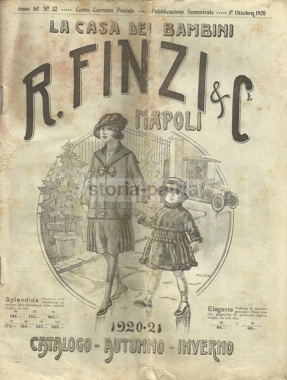 Catalogo Moda Bambini R. Finzi & C. "La Casa Dei Bambini" Napoli 1920 21