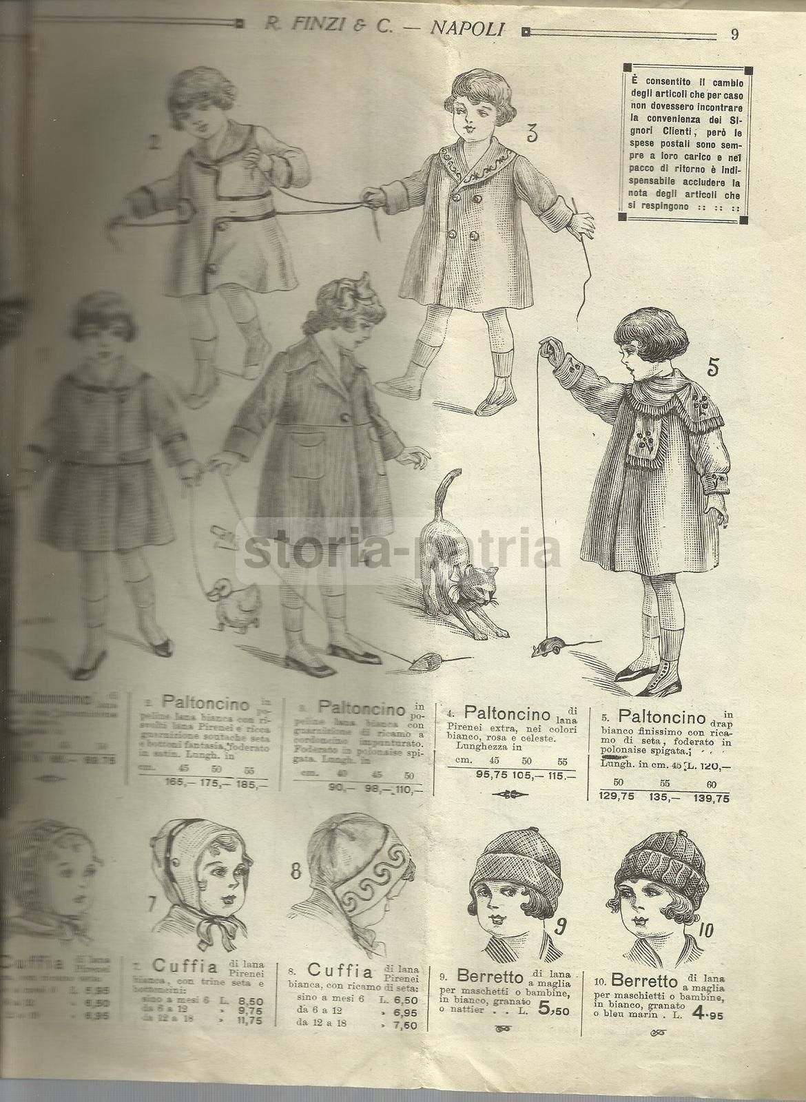 Catalogo Moda Bambini R. Finzi & C. "La Casa Dei Bambini" Napoli 1920 21
