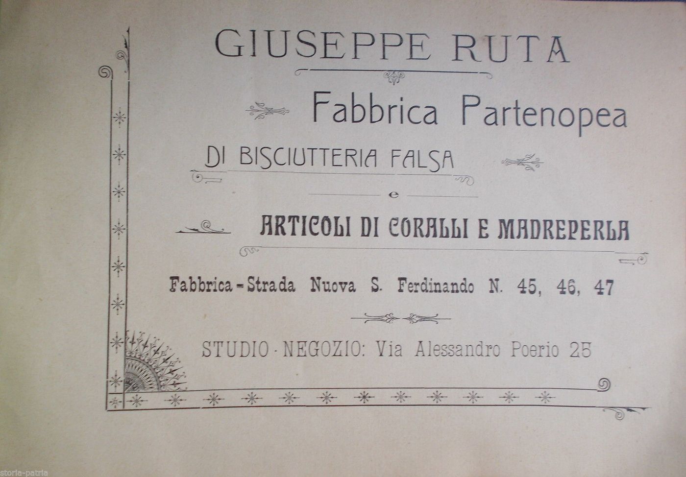 Catalogo Pubblicitario Ruta Bigiotteria Napoli Anni '20 Coralli