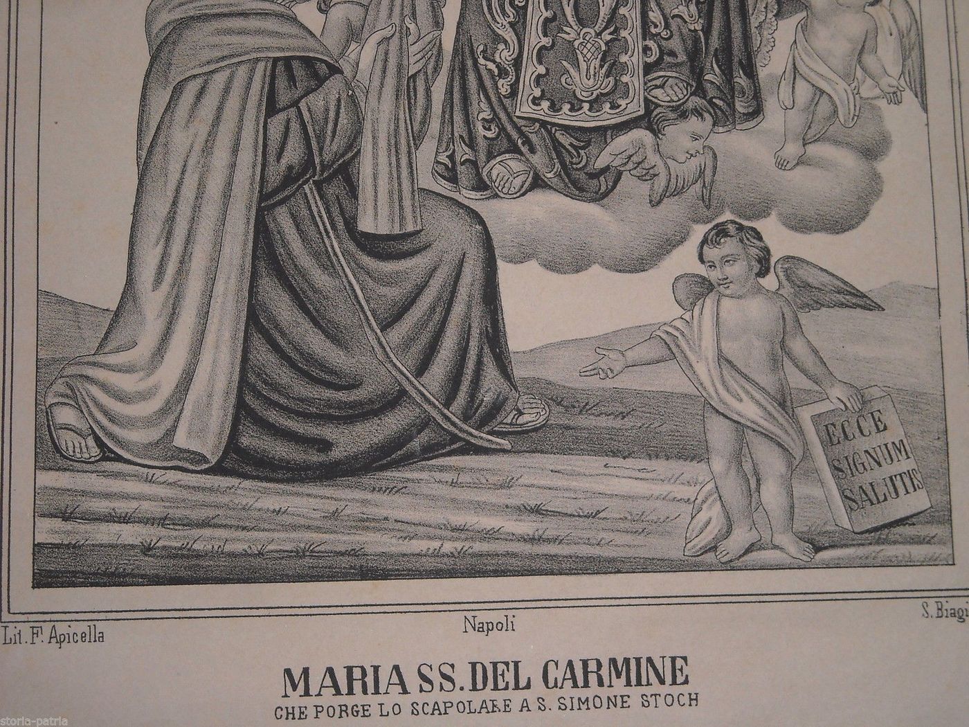 Madonna Del Carmine, Litografia Di Apicella, Napoli, XIX Secolo, San Simone Stock