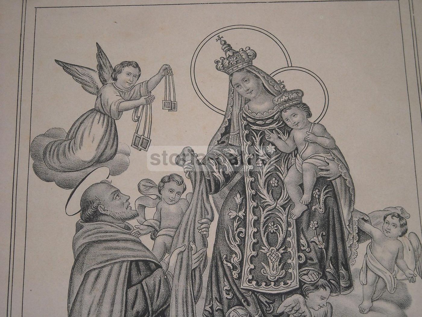 Madonna Del Carmine, Litografia Di Apicella, Napoli, XIX Secolo, San Simone Stock