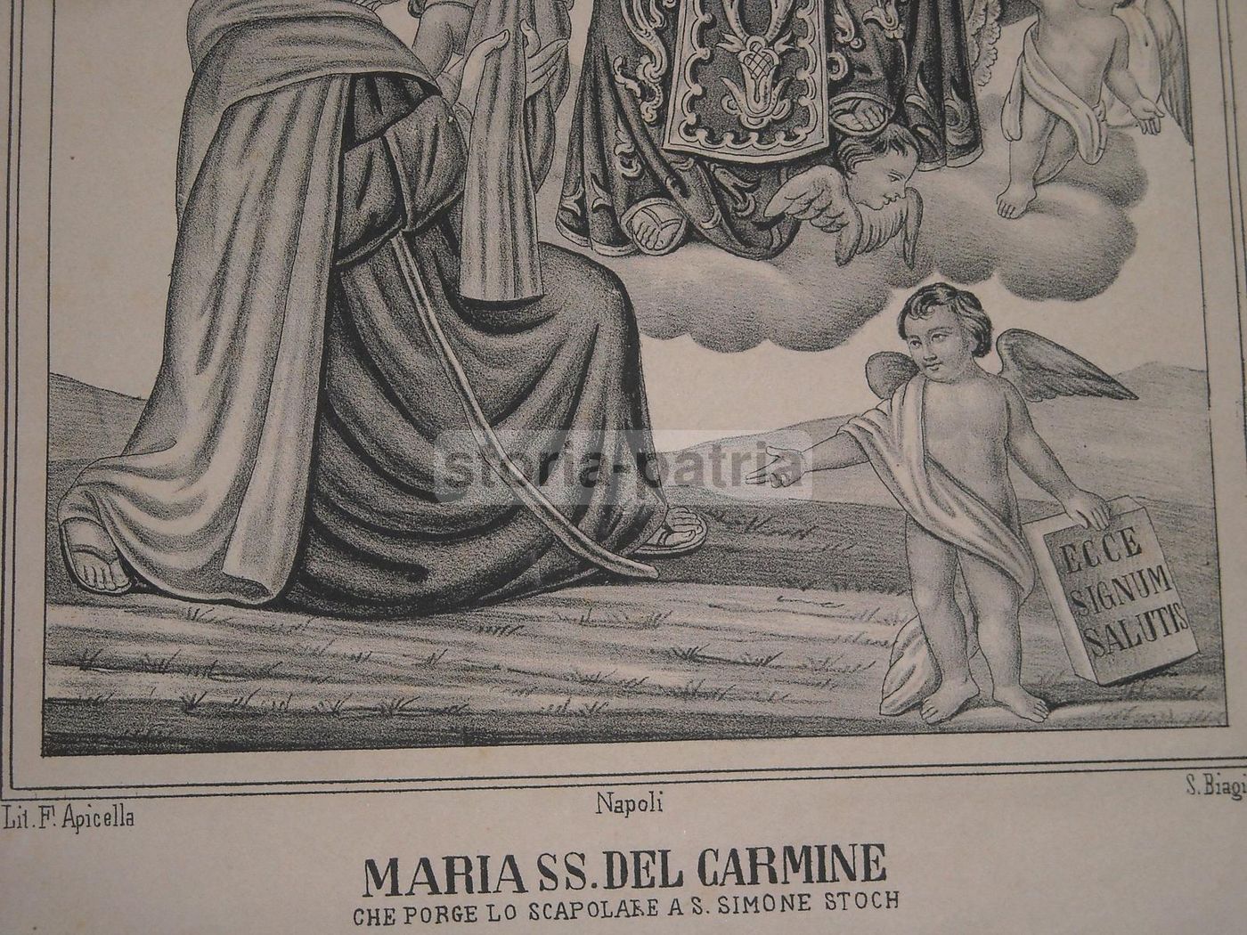 Madonna Del Carmine, Litografia Di Apicella, Napoli, XIX Secolo, San Simone Stock