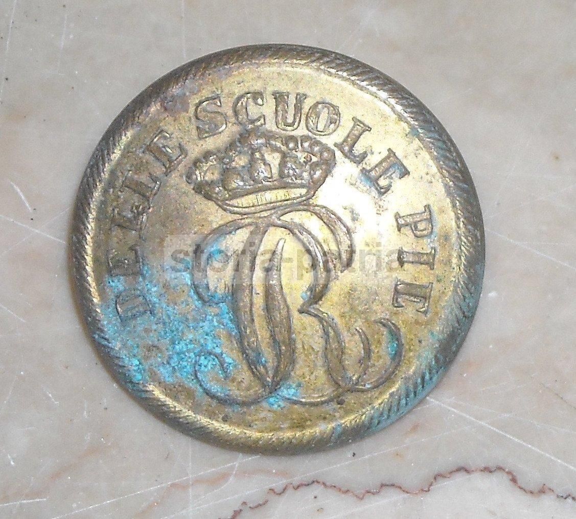 Antico Bottone Regio Collegio Scuole Pie Napoli Epoca Borbonica