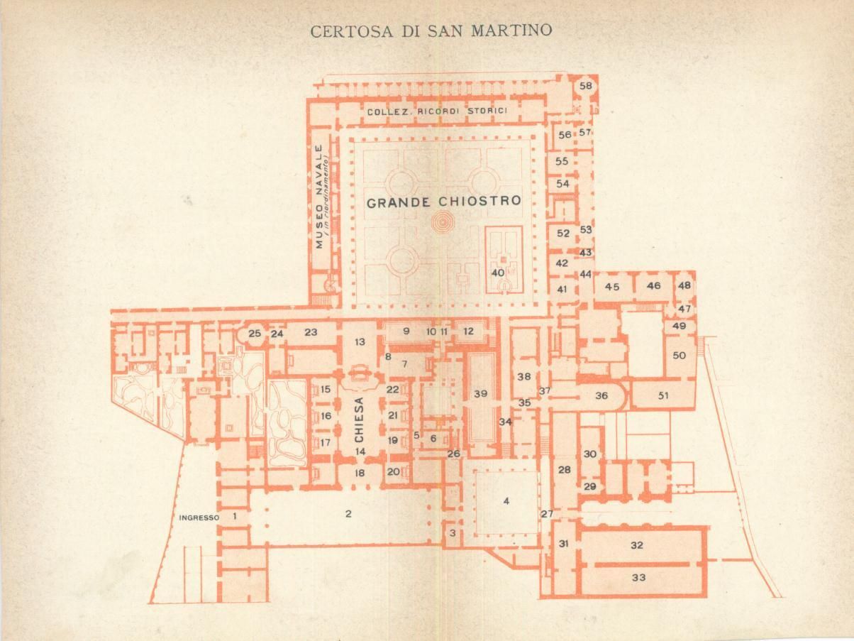 Pianta Topografica Della Certosa Di San Martino, Napoli. Anni '20, Vallardi