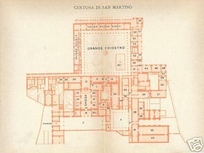 Pianta Topografica Della Certosa Di San Martino, Napoli. Anni '20, Vallardi