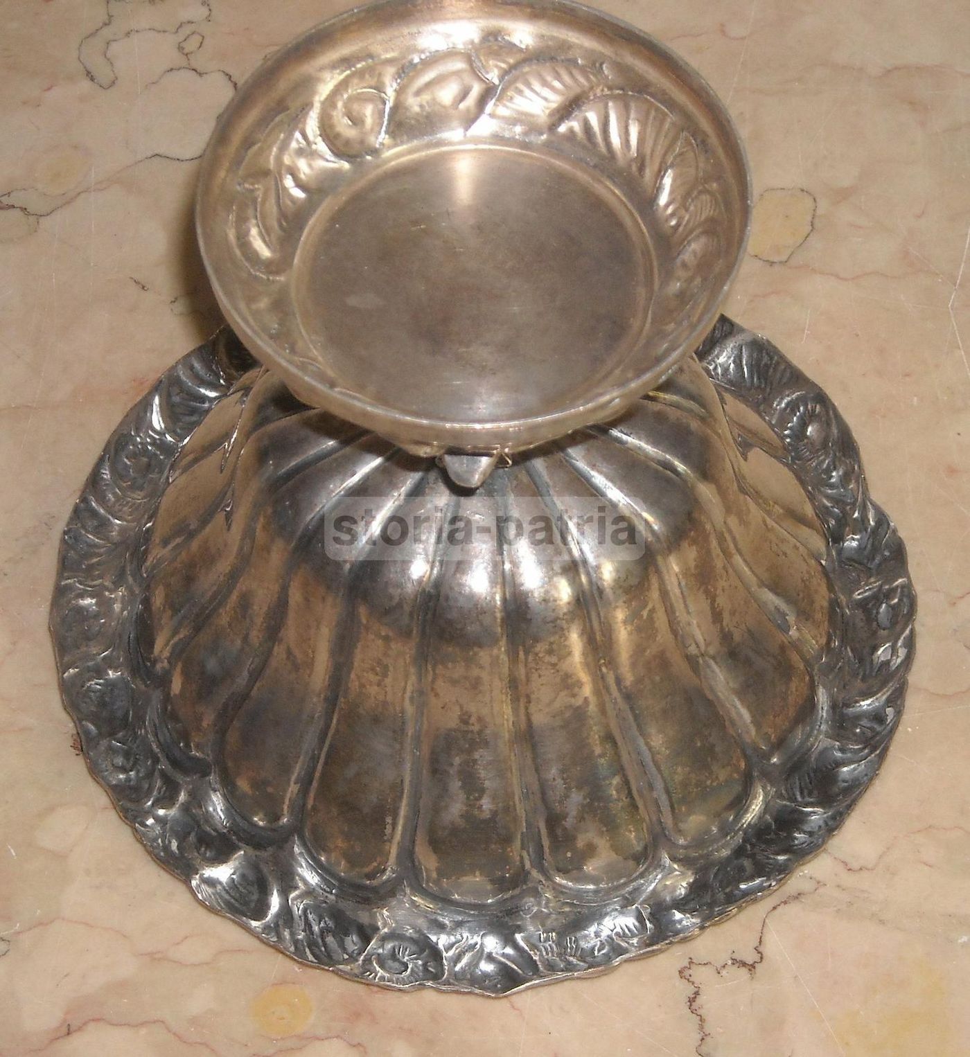 Alzata In Argento Napoletana Con Delfini, Centrotavola Antico