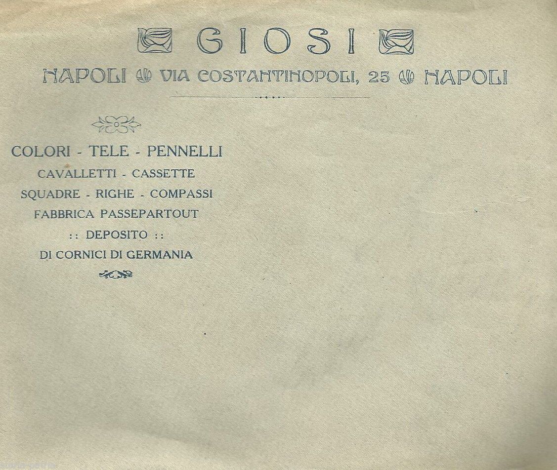 Antica Busta Pubblicitaria Giosi Belle Arti Napoli Via Costantinopoli