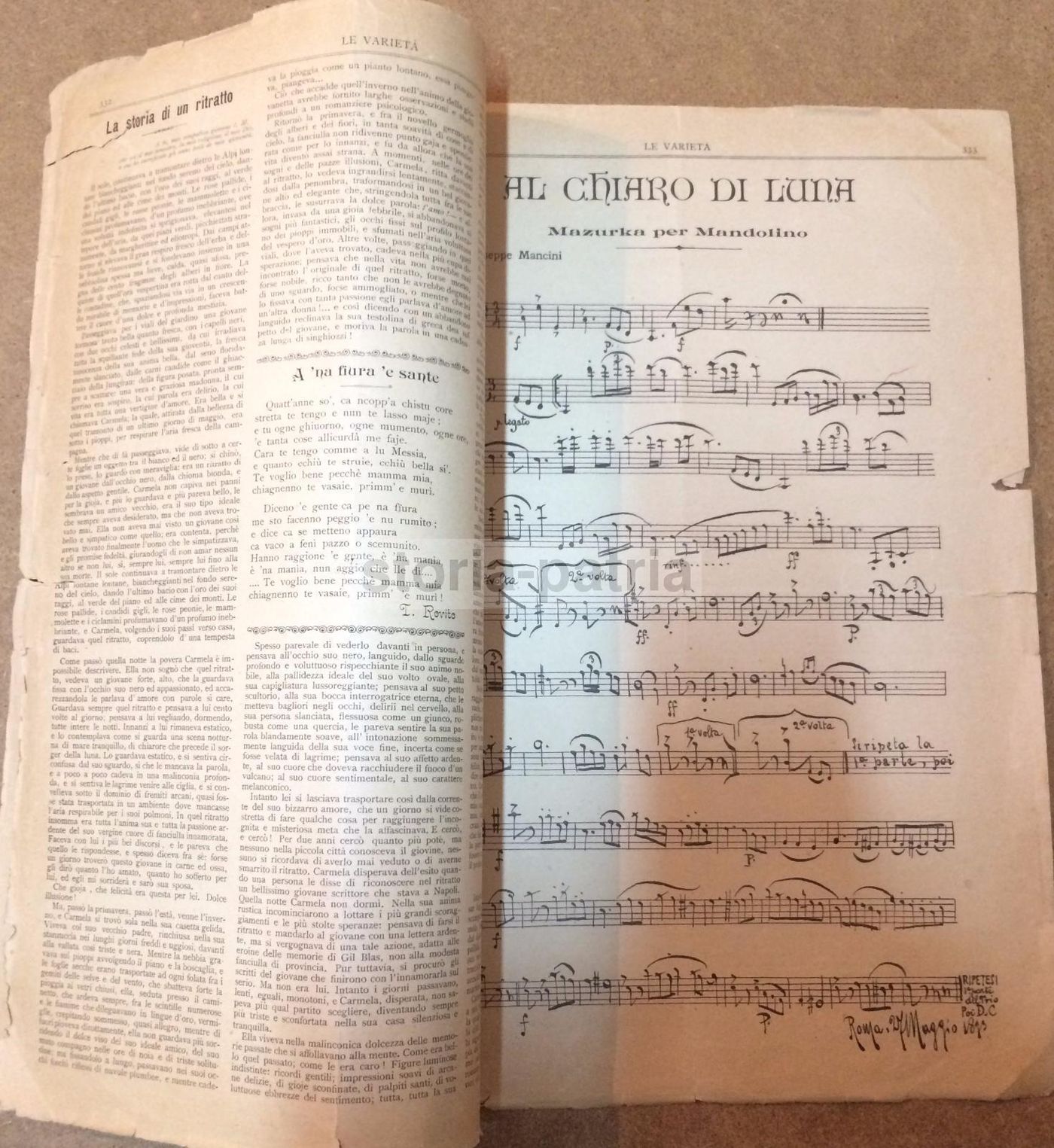 Le Varietà: Napoli, Giugno 1893. Rivista Con Monumento A Rubattino, Musica E Folklore