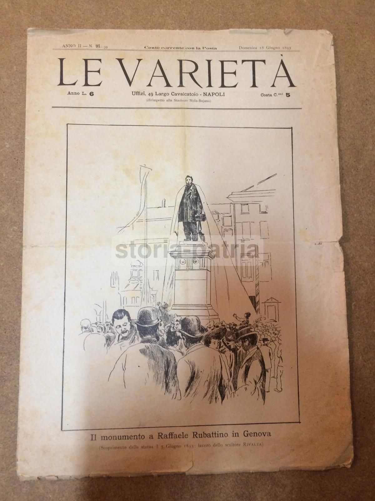 Le Varietà: Napoli, Giugno 1893. Rivista Con Monumento A Rubattino, Musica E Folklore