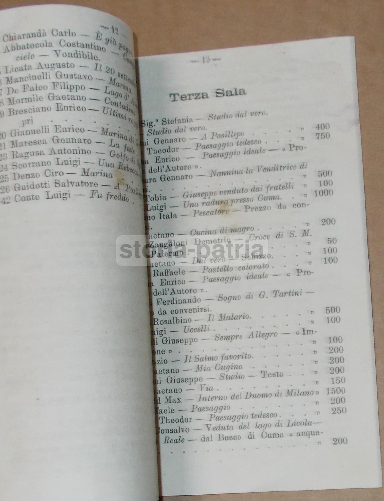 Catalogo XIX Mostra Società Promotrice Belle Arti Napoli 1883