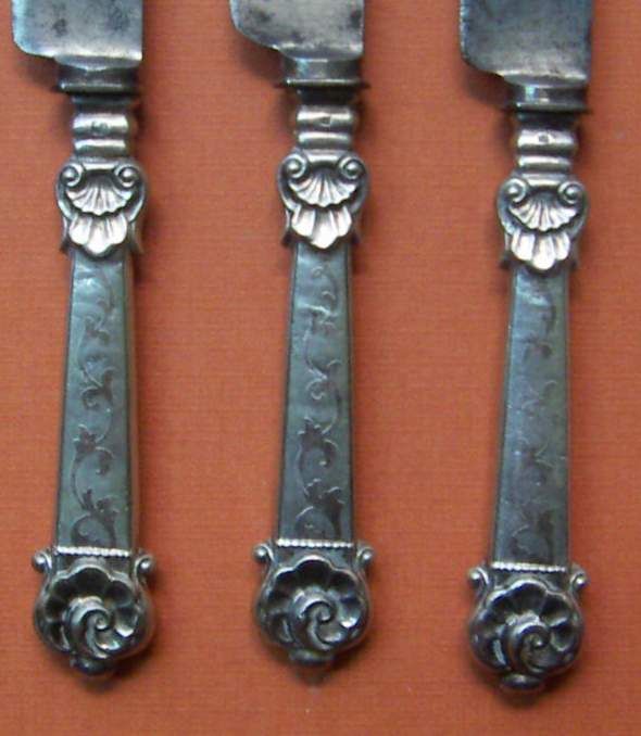 Antica Posateria Napoletana Argento 800 Epoca Borbonica Set 6 Coltelli