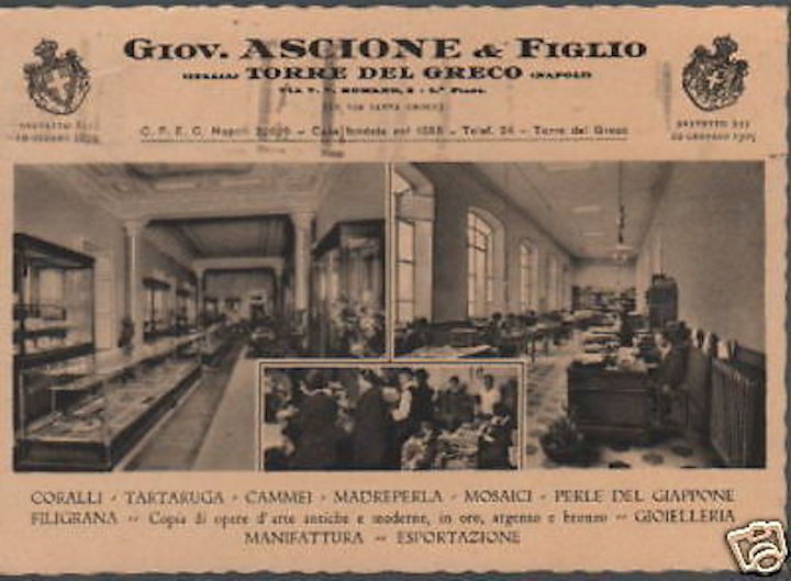 Cartolina Pubblicitaria Ascione Coralli Cammei Torre Del Greco 1940