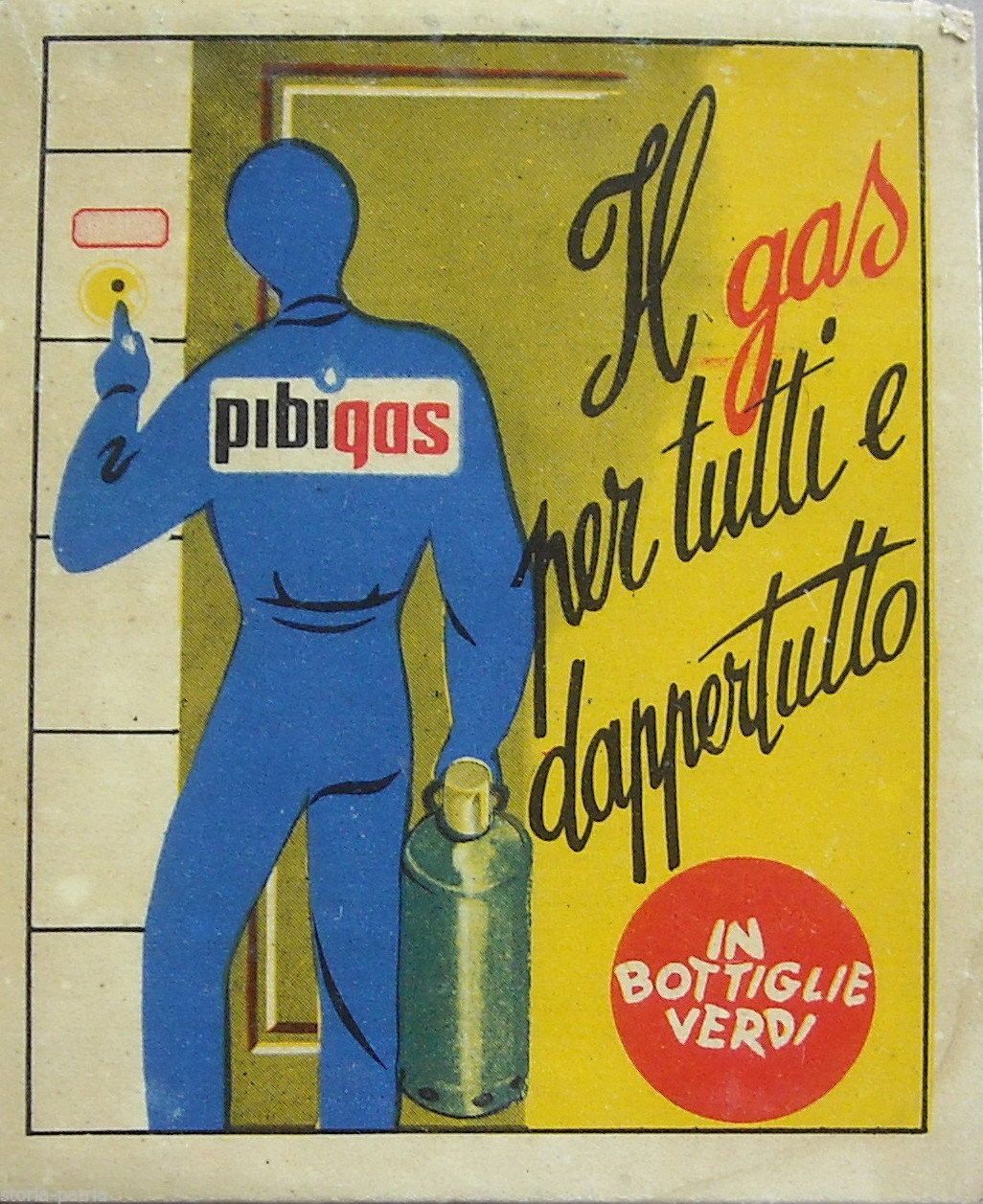 Scatola Fiammiferi Pibigas Campania Anni '50 Pubblicità Vintage