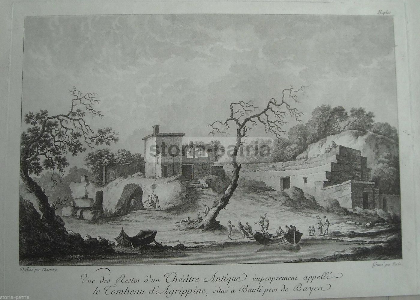 Incisione Antica Del Teatro Di Baia, Napoli. Artisti: Varin E Chastelet, 1700 1800