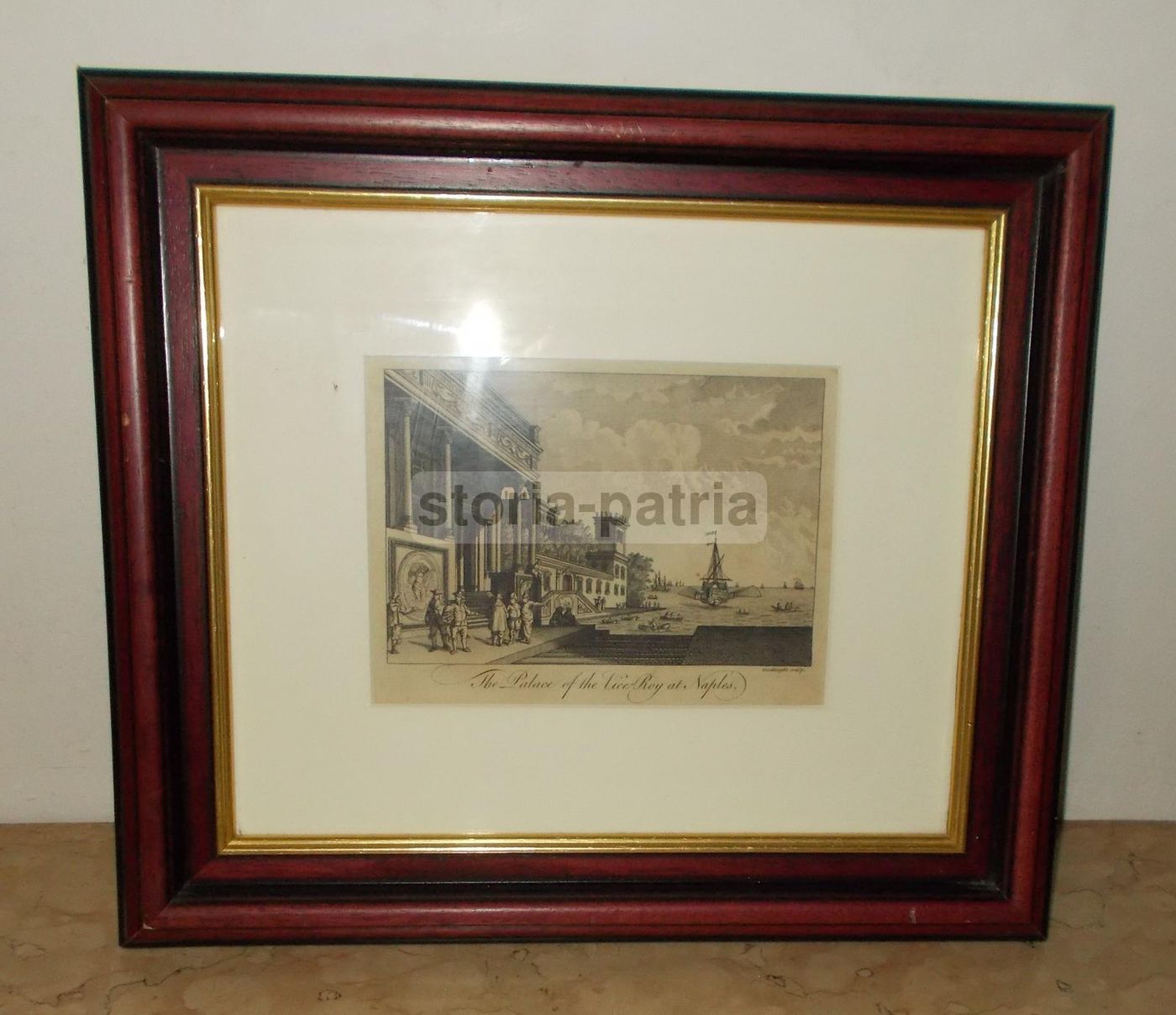 Incisione Antica Del Palazzo Del Viceré A Napoli, Goodnight, Metà XVIII Secolo