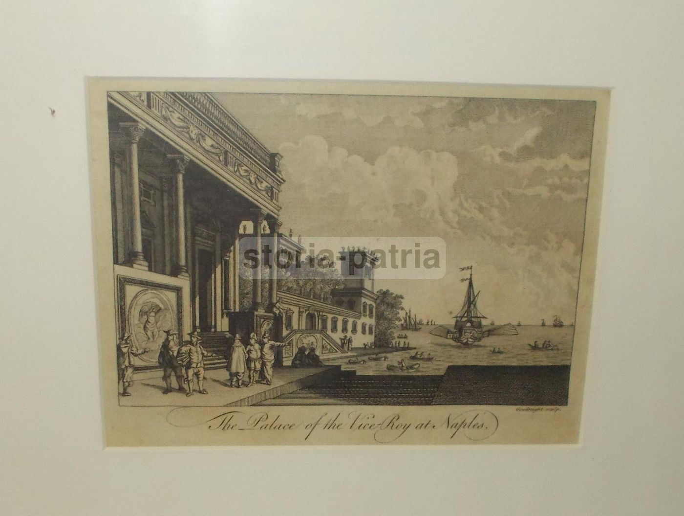 Incisione Antica Del Palazzo Del Viceré A Napoli, Goodnight, Metà XVIII Secolo