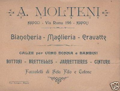 Biglietto Pubblicitario A. Molteni, Napoli, Primi '900, Biancheria