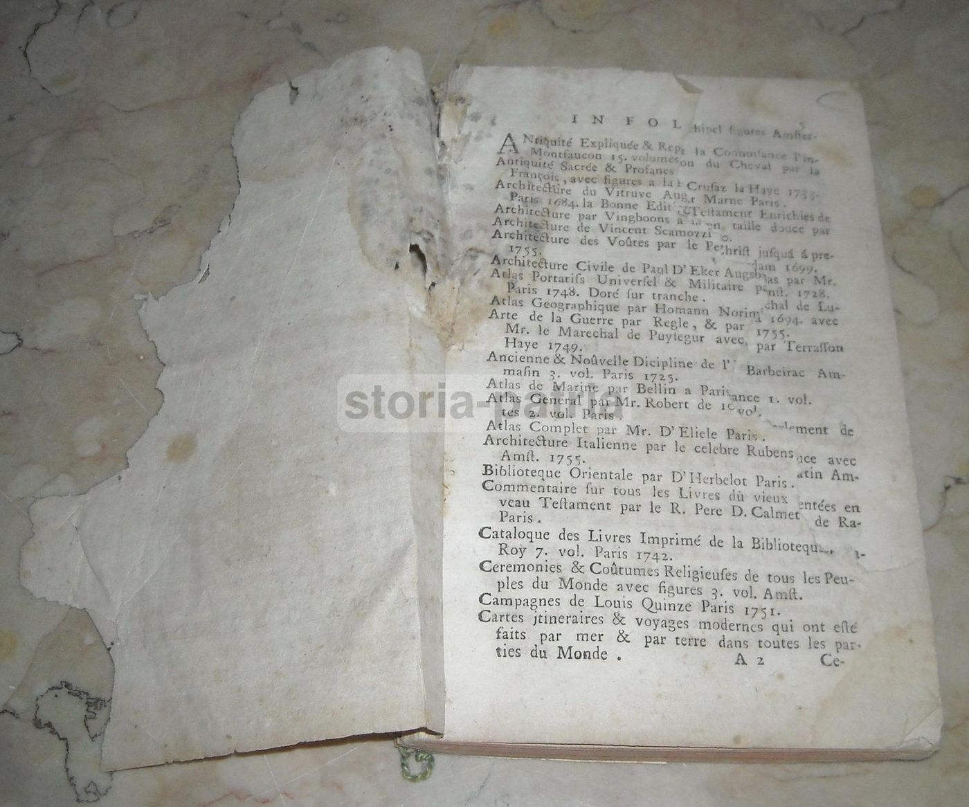 Catalogo Dei Librai Francesi Hermil E Roland, Napoli, 1760