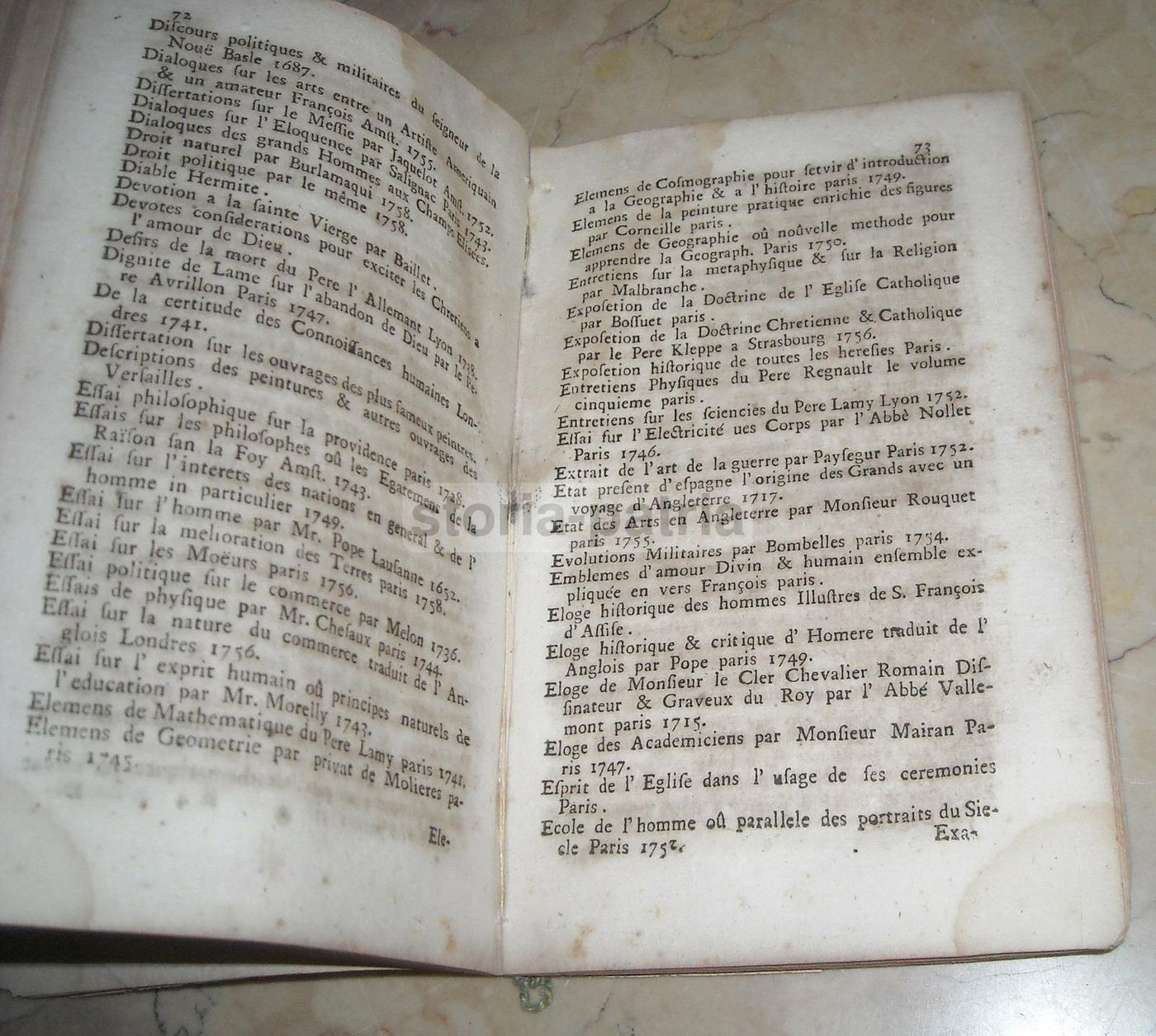 Catalogo Dei Librai Francesi Hermil E Roland, Napoli, 1760