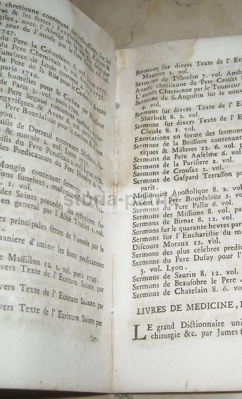 Catalogo Dei Librai Francesi Hermil E Roland, Napoli, 1760